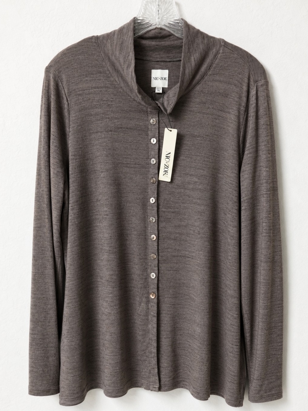 NIC+ZOE Women’s XL Brown Multi Button-Front Top – NEW WITH TAGS